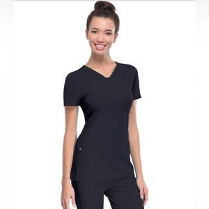 Heartsoul Women's Shaped V-Neck Scrubs Top Size M Black Medical Healthcare Work